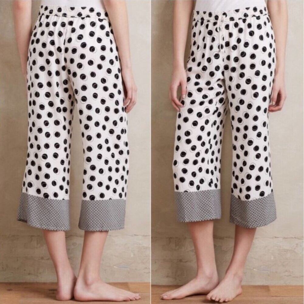 Anthropologie E by Eloise Black and White Pajama Pants Polka Dot Print Small